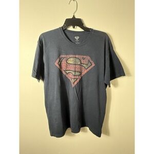 DC Comics Superman Distressed Logo Black T-Shirt Youth‎ XL